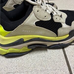 Balenciaga Men's Black, Yellow, and Cream Sneakers